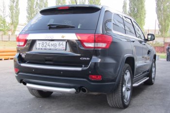 6 999 р. Защита заднего бампера из трубы d76 Slitkoff (короткая) Jeep Grand Cherokee WK2 дорестайлинг (2010-2013) (Цвет: серебристый)  с доставкой в г. Пермь. Увеличить фотографию 3