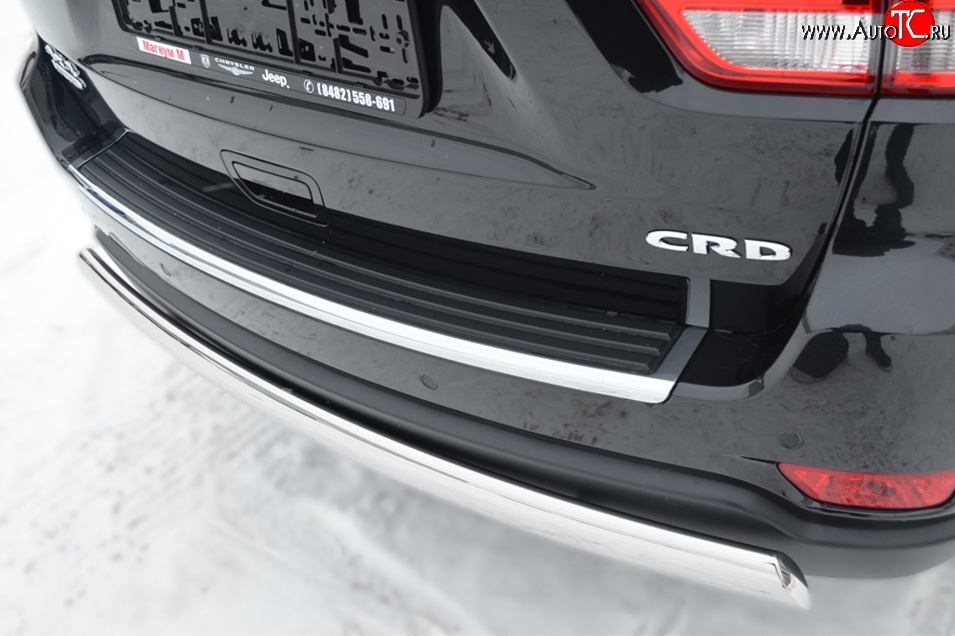 11 599 р. Защита заднего бампера (Ø75x42 мм, нержавейка) Russtal Jeep Grand Cherokee WK2 дорестайлинг (2010-2013)  с доставкой в г. Пермь