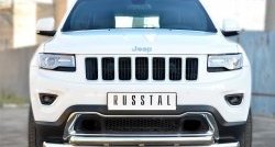 Защита переднего бампера (2 трубыØ76 и 63 мм, нержавейка) SLITKOFF Jeep Grand Cherokee  WK2 (2013-2018) 1-ый рестайлинг