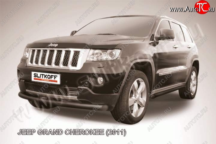 10 349 р. Защита переднего бампера из трубы d76 Slitkoff (дуга)  Jeep Grand Cherokee  WK2 (2010-2013) дорестайлинг (Цвет: серебристый)  с доставкой в г. Пермь