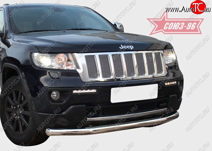 16 739 р. Защита переднего бампера одинарная Souz-96 (d76)  Jeep Grand Cherokee  WK2 (2010-2013) дорестайлинг  с доставкой в г. Пермь