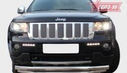 22 769 р. Защита переднего бампера двойная Souz-96 (d76/60) V2  Jeep Grand Cherokee  WK2 (2010-2013) дорестайлинг  с доставкой в г. Пермь. Увеличить фотографию 2