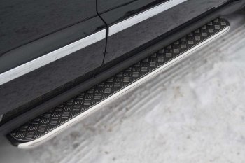 Широкая защита порогов с трубой диаметром 42 мм SLITKOFF v3 Jeep Grand Cherokee  WK2 (2010-2013) дорестайлинг