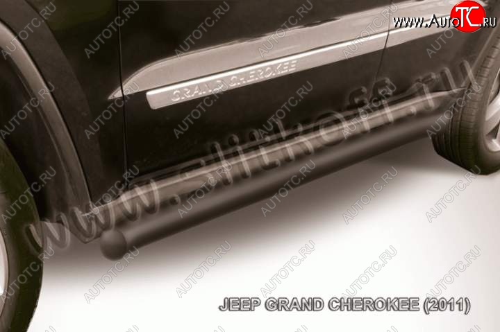 14 349 р. Защита порогов из труб d76 Slitkoff (с гибами) Jeep Grand Cherokee WK2 дорестайлинг (2010-2013) (Цвет: серебристый)  с доставкой в г. Пермь