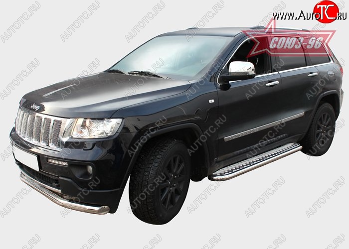 17 639 р. Защита порогов с листом Souz-96 (d60). Jeep Grand Cherokee WK2 дорестайлинг (2010-2013)  с доставкой в г. Пермь