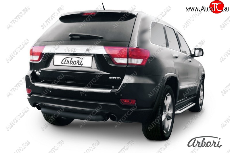 5 399 р. Защита заднего бампера Arbori (короткая, черная, 1 труба d76 mm). Jeep Grand Cherokee WK2 дорестайлинг (2010-2013)  с доставкой в г. Пермь