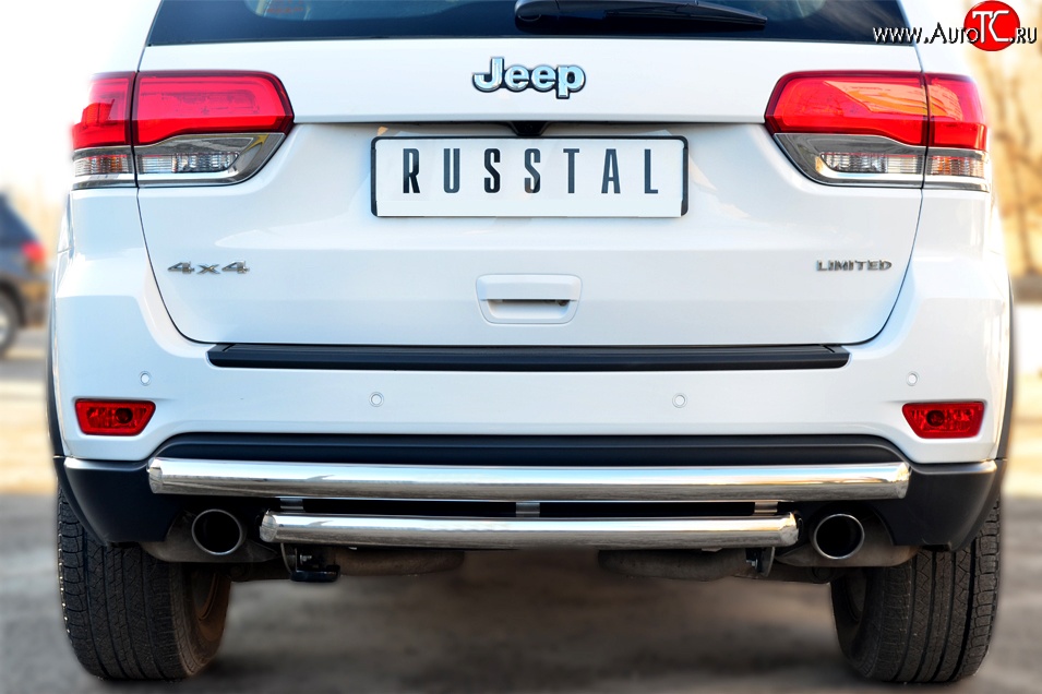 17 699 р. Защита заднего бампера (2 трубы Ø63 мм, дуги, нержавейка) SLITKOFF  Jeep Grand Cherokee  WK2 (2013-2018) 1-ый рестайлинг  с доставкой в г. Пермь