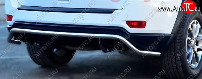 16 449 р. Защита заднего бампера (Ø42 мм волна, нержавейка, Overland) SLITKOFF  Jeep Grand Cherokee  WK2 (2010-2013) дорестайлинг  с доставкой в г. Пермь