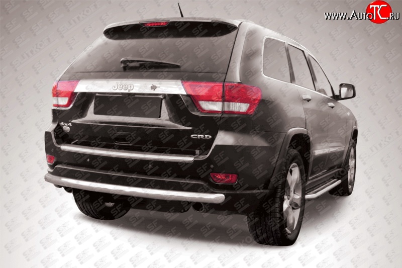 14 999 р. Защита заднего бампера из длинной трубы диаметром 57 мм Slitkoff  Jeep Grand Cherokee  WK2 (2010-2013) дорестайлинг (Нержавейка, Полированная)  с доставкой в г. Пермь