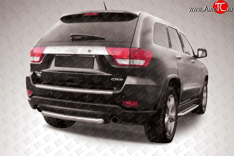 8 549 р. Защита заднего бампера из короткой трубы диаметром 57 мм Slitkoff  Jeep Grand Cherokee  WK2 (2010-2013) дорестайлинг (Нержавейка, Полированная)  с доставкой в г. Пермь