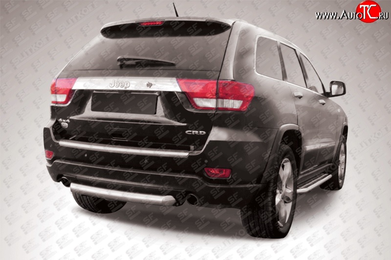9 999 р. Защита заднего бампера из короткой трубы диаметром 76 мм Slitkoff  Jeep Grand Cherokee  WK2 (2010-2013) дорестайлинг (Нержавейка, Полированная)  с доставкой в г. Пермь