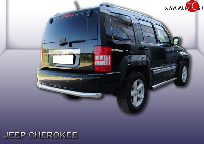16 299 р. Защита заднего бампера из трубы диаметром 76 мм Slitkoff Jeep Liberty KK (2007-2013) (Нержавейка, Полированная)  с доставкой в г. Пермь