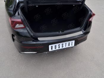 1 199 р. Защитная накладка заднего бампера Russtal KIA K5 DL (2019-2022) (нержавейка шлифованная)  с доставкой в г. Пермь. Увеличить фотографию 2