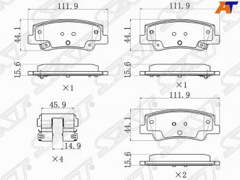 Задние тормозные колодки SAT Hyundai Sonata DN8 (2019-2022)
