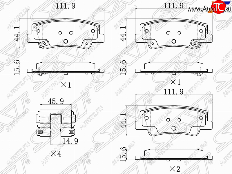 2 079 р. Задние тормозные колодки SAT Hyundai Sonata DN8 (2019-2022)  с доставкой в г. Пермь