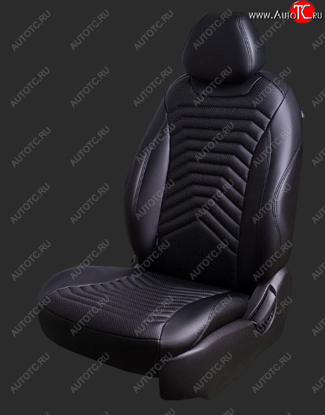 18 749 р. Чехлы для сидений Lord Autofashion Байрон ПРЕЗИДЕНТ (экокожа, спинка 40/60, подлокотник, отд. бок, 2 П- и 1 Г-образных подголовника) KIA K5 DL (2019-2022) (Черный, вставка черная, строчка черная)  с доставкой в г. Пермь