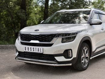 16 949 р. Защита переднего бампера (Ø42 мм, нержавейка) SLITKOFF  KIA Seltos (2019-2025)  с доставкой в г. Пермь. Увеличить фотографию 3
