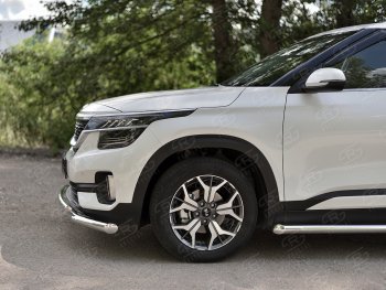 20 999 р. Защита переднего бампера (2 трубы Ø63 и 42 мм, нержавейка) SLITKOFF  KIA Seltos (2019-2025)  с доставкой в г. Пермь. Увеличить фотографию 3