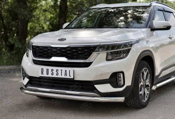 17 449 р. Защита переднего бампера (Ø 63 мм, нержавейка) SLITKOFF  KIA Seltos (2019-2025)  с доставкой в г. Пермь. Увеличить фотографию 2