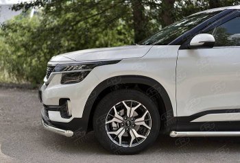 17 449 р. Защита переднего бампера (Ø 63 мм, нержавейка) SLITKOFF  KIA Seltos (2019-2025)  с доставкой в г. Пермь. Увеличить фотографию 3