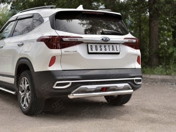 13 399 р. Защита заднего бампера (Ø63 мм, нержавейка) SLITKOFF  KIA Seltos (2019-2025)  с доставкой в г. Пермь. Увеличить фотографию 2