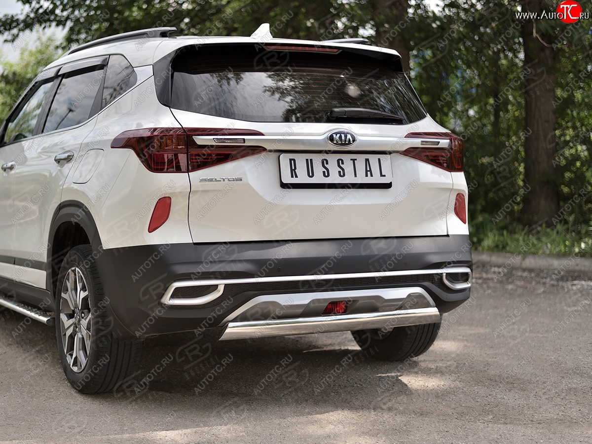 11 549 р. Защита заднего бампера (Ø75x42 мм, нержавейка) Russtal KIA Seltos (2019-2025)  с доставкой в г. Пермь