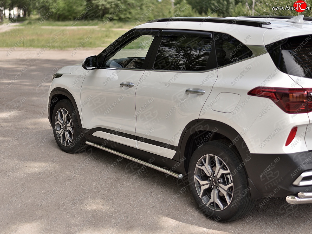 17 299 р. Защита порогов SLITKOFF (Ø63 мм, нержавейка) SLITKOFF  KIA Seltos (2019-2025) (Металлические торцы под 90°)  с доставкой в г. Пермь