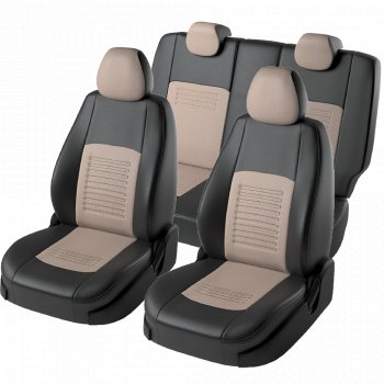 6 799 р. Чехлы для сидений Lord Autofashion Турин (экокожа)  KIA Seltos (2019-2025) (Черный, вставка бежевая)  с доставкой в г. Пермь. Увеличить фотографию 2