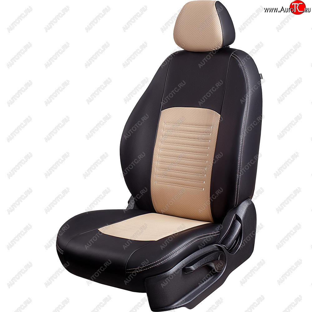 6 799 р. Чехлы для сидений Lord Autofashion Турин (экокожа)  KIA Seltos (2019-2025) (Черный, вставка бежевая)  с доставкой в г. Пермь