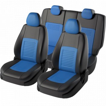 6 799 р. Чехлы для сидений Lord Autofashion Турин (экокожа)  KIA Seltos (2019-2025) (Черный, вставка синяя)  с доставкой в г. Пермь. Увеличить фотографию 2