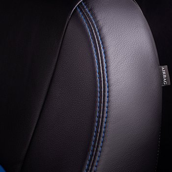 6 799 р. Чехлы для сидений Lord Autofashion Турин (экокожа)  KIA Seltos (2019-2025) (Черный, вставка синяя)  с доставкой в г. Пермь. Увеличить фотографию 4