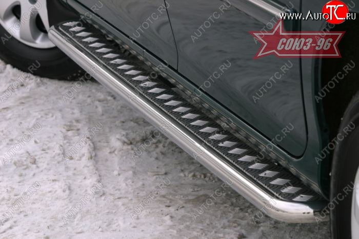 12 509 р. Защита порогов с листом рестайлинг Souz-96 (d42). KIA Carnival UP,GQ минивэн рестайлинг (2002-2006)  с доставкой в г. Пермь