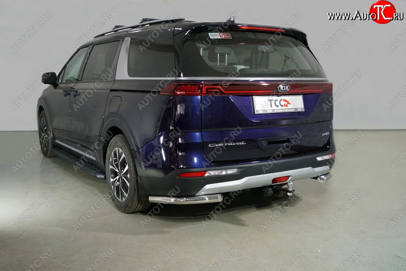 20 749 р. Защита заднего бампера (уголки) 2WD 2.2D ТСС 60,3 мм  KIA Carnival  KA4 (2020-2025) минивэн дорестайлинг, минивэн рестайлинг (длинные)  с доставкой в г. Пермь