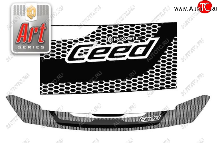 2 199 р. Дефлектор капота CA-Plastiс  KIA Ceed  2 JD (2012-2015) дорестайлинг, хэтчбэк (Серия Art белая)  с доставкой в г. Пермь