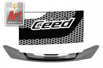 Дефлектор капота CA-Plastiс KIA Ceed  2 JD (2012-2015) дорестайлинг, хэтчбэк (Серия Art черная)
