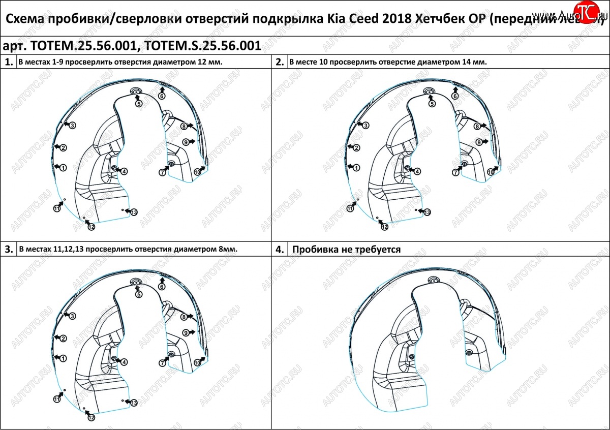 7 699 р. Правый подкрылок передний TOTEM (с шумоизоляцией) KIA Ceed 3 CD универсал (2018-2025)  с доставкой в г. Пермь