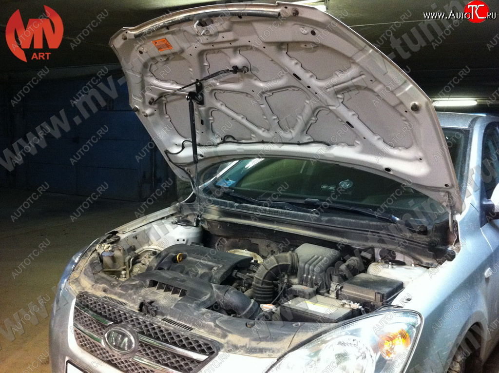 2 249 р. Упор капота MV-Tuning (одинарный; без кронштейна)  KIA Ceed  1 ED (2006-2010) дорестайлинг универсал, дорестайлинг, хэтчбэк 5 дв.  с доставкой в г. Пермь