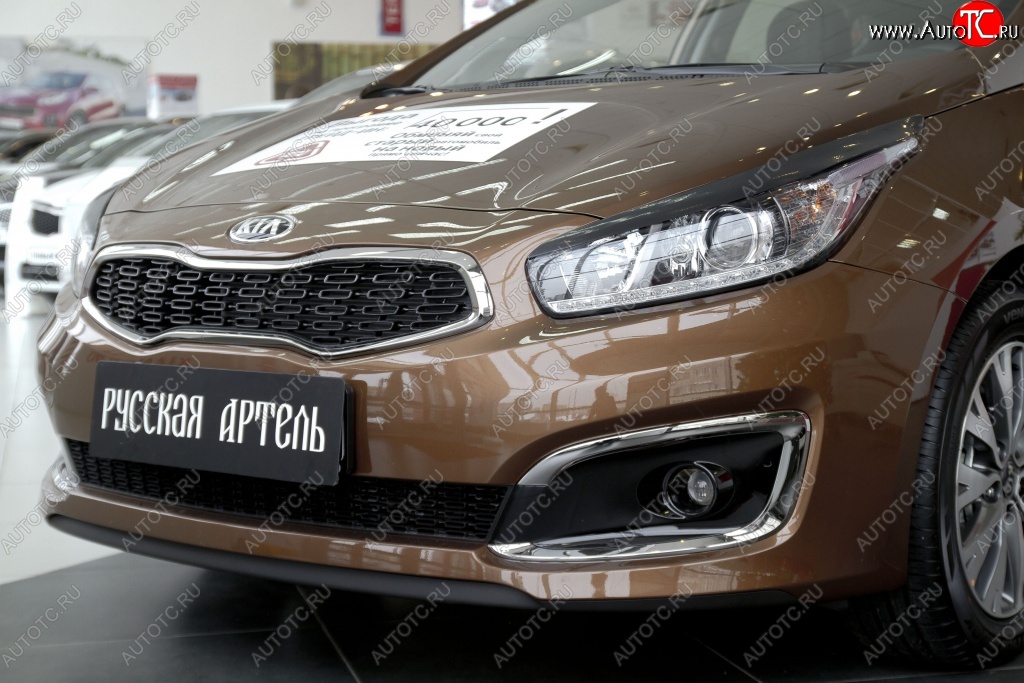 1 639 р. Реснички на фары (рестайлинг, хетчбек) RA  KIA Ceed  2 JD (2015-2018) рестайлинг, хэтчбэк (Поверхность глянец (под окраску), Неокрашенные)  с доставкой в г. Пермь