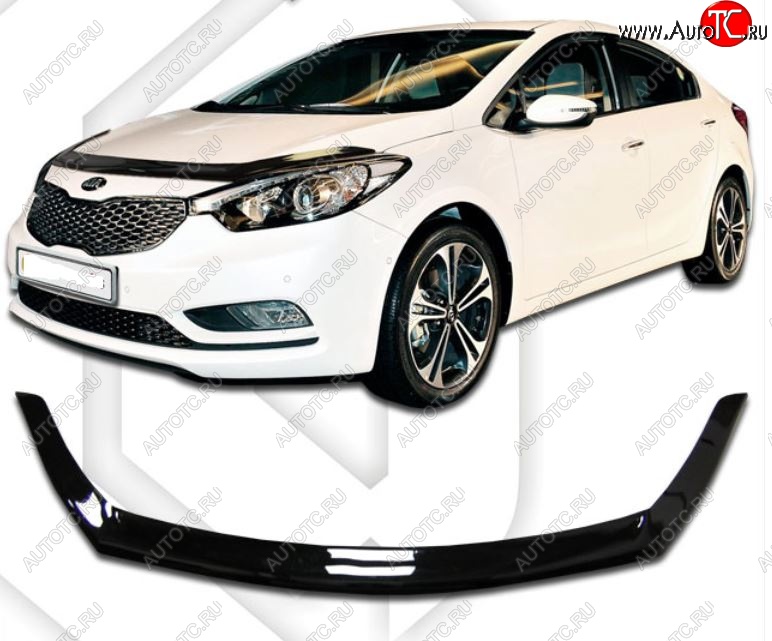 2 159 р. Дефлектор капота CA-Plastiс  KIA Cerato Koup  1 TD (2008-2013) купе (Classic черный, Без надписи)  с доставкой в г. Пермь