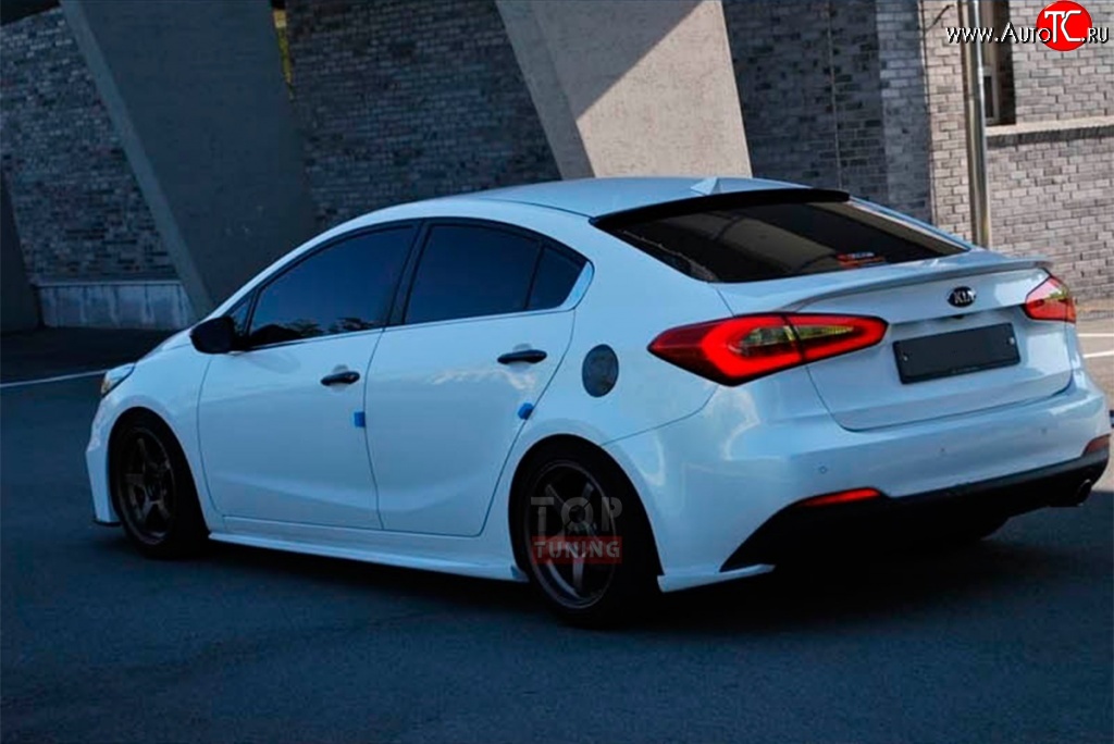 5 499 р. Накладки на задний бампер Drive  KIA Cerato  3 YD (2013-2016) дорестайлинг седан (Неокрашенная)  с доставкой в г. Пермь