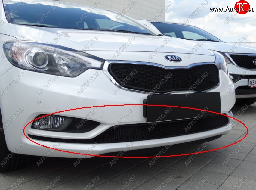 1 469 р. Нижняя защитная сетка на бампер Russtal (черная) KIA Cerato 3 YD дорестайлинг седан (2013-2016)  с доставкой в г. Пермь