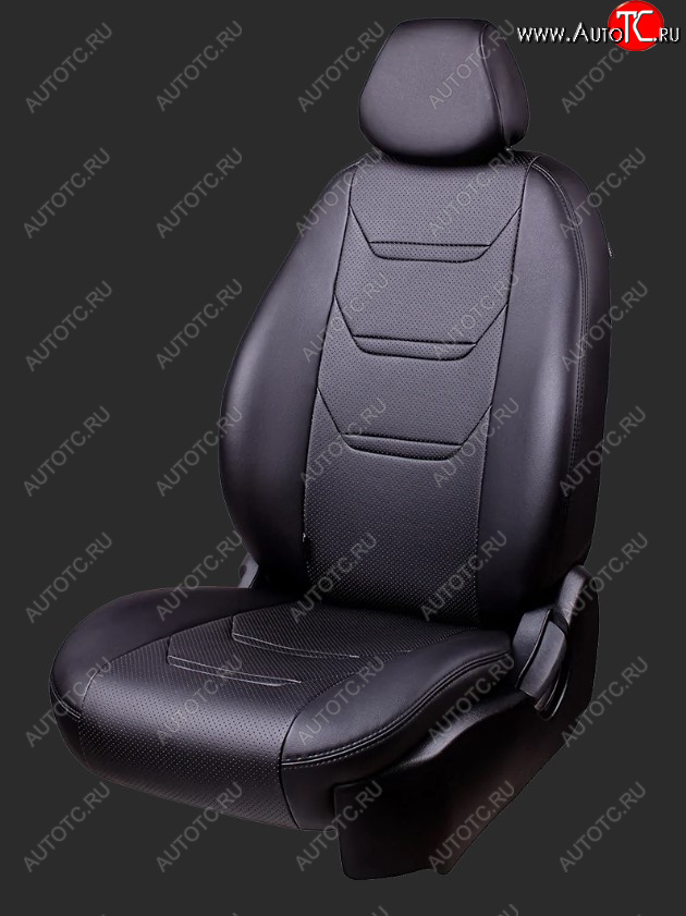 7 399 р. Чехлы для сидений Lord Autofashion Турин 2 (экокожа, спинка 40/60, 2 П- и 1 Г-образных подголовника) KIA Cerato 3 YD дорестайлинг седан (2013-2016) (Черный, вставка черная/черная, строчка черная)  с доставкой в г. Пермь