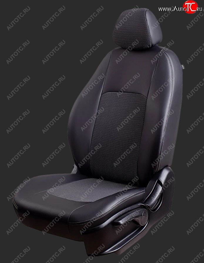 7 399 р. Чехлы для сидений Lord Autofashion Турин (экокожа/жаккард, спинка 40/60, 3 П-образных подголовника)  KIA Cerato  4 BD (2018-2025) дорестайлинг седан, дорестайлинг, хэтчбэк, рестайлинг седан (Черный, вставка жаккард Тома Серый)  с доставкой в г. Пермь
