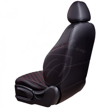 19 649 р. Чехлы для сидений (комплектация Comfort) Lord Autofashion Байрон (экокожа) KIA Cerato 2 TD седан (2008-2013) (Черный, вставка черная, строчка красная)  с доставкой в г. Пермь. Увеличить фотографию 2