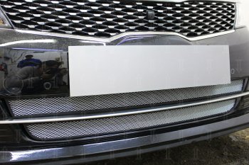 4 649 р. Защитная сетка радиатора в бампер (ячейка 3х7 мм, GT/GT-Line) Стрелка11 Стандарт  KIA Optima  4 JF (2015-2018) дорестайлинг универсал, дорестайлинг седан (хром)  с доставкой в г. Пермь. Увеличить фотографию 2