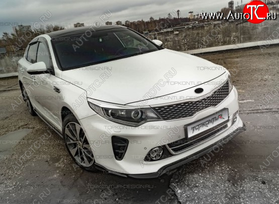8 499 р. Юбка переднего бампера (только GT-Line бампер) TopKontur Design KIA Optima 4 JF дорестайлинг универсал (2015-2018) (Неокрашенная)  с доставкой в г. Пермь