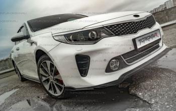 8 499 р. Юбка переднего бампера (только GT-Line бампер) TopKontur Design KIA Optima 4 JF дорестайлинг универсал (2015-2018) (Неокрашенная)  с доставкой в г. Пермь. Увеличить фотографию 2