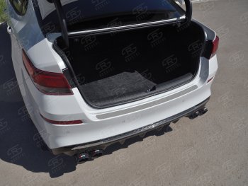 1 479 р. Защитная накладка заднего бампера Russtal KIA Optima 4 JF дорестайлинг седан (2016-2018) (Нержавейка шлифованная без надписи)  с доставкой в г. Пермь. Увеличить фотографию 2