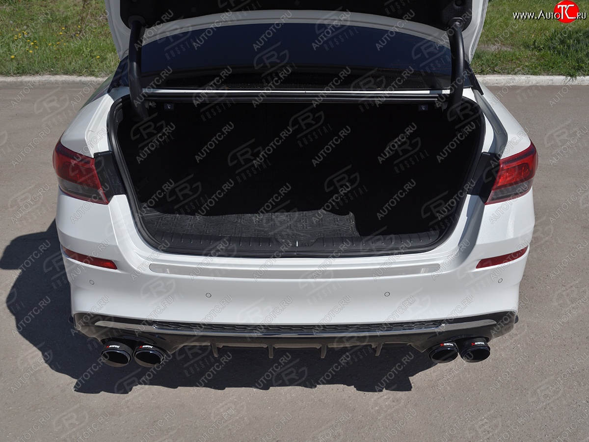 1 479 р. Защитная накладка заднего бампера Russtal KIA Optima 4 JF дорестайлинг седан (2016-2018) (Нержавейка полированная)  с доставкой в г. Пермь