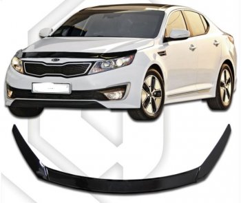 2 199 р. Дефлектор капота CA-Plastiс Exclusive KIA Optima 3 TF дорестайлинг седан (2010-2013) (серия Classic черный, Без надписи)  с доставкой в г. Пермь. Увеличить фотографию 2